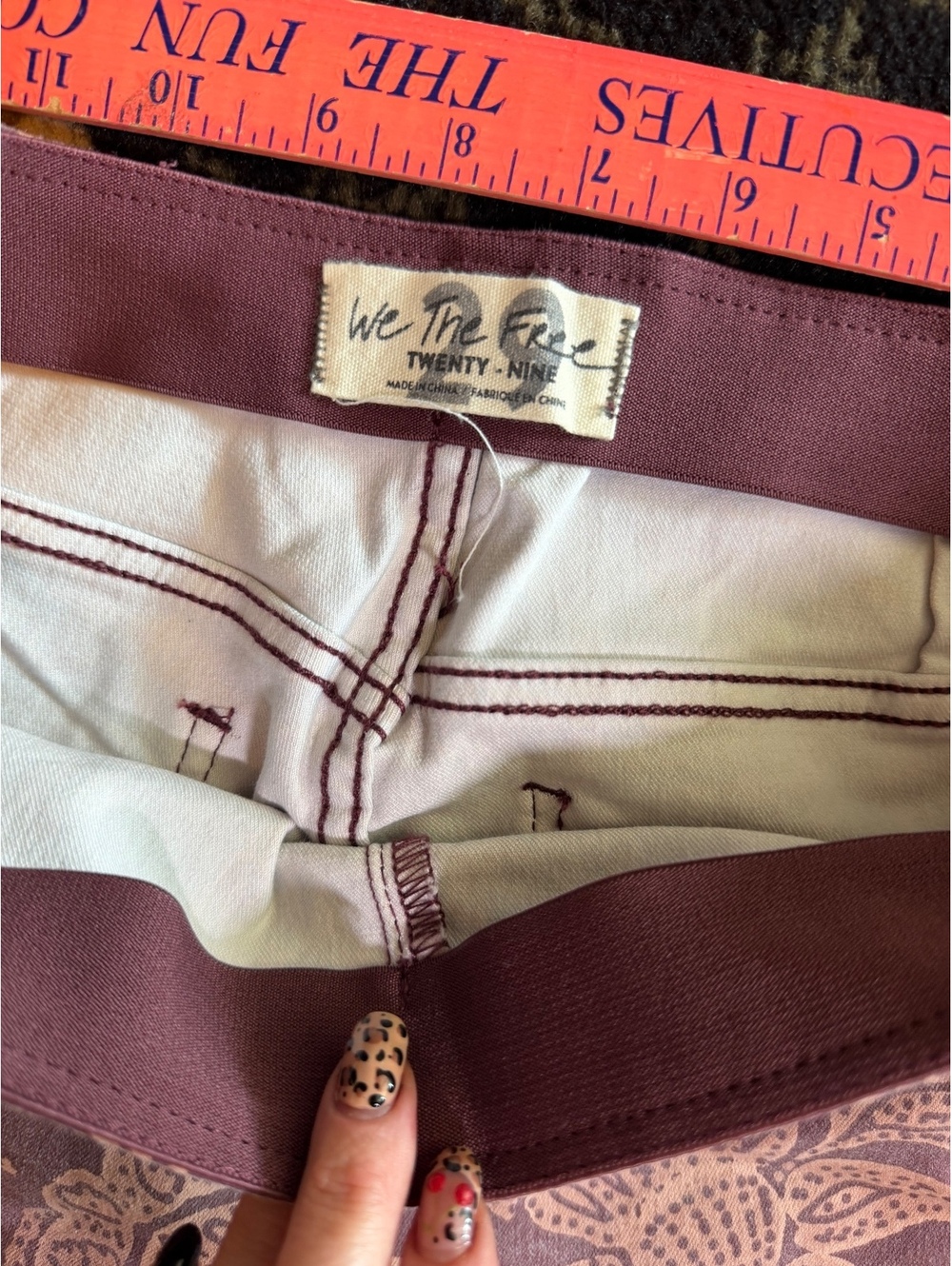 We the Free floral purple and pink boho hippie flared bell bottom stretch jeans - Picture 8 of 8